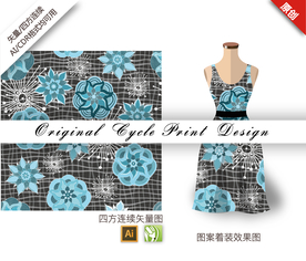 抽象梅花月季四方连续