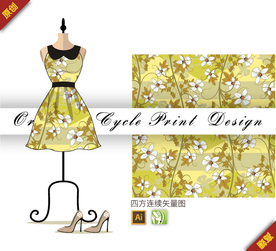 矢量清新含笑四方连续