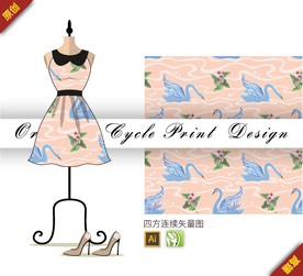 矢量传统天鹅四方连续