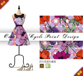 矢量番红花四方连续