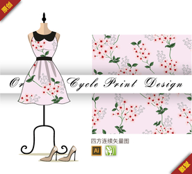 矢量写实桃花四方连续