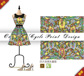 抽象几何色块四方连续