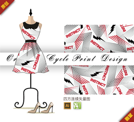 矢量闪电字母冲击力四方连续