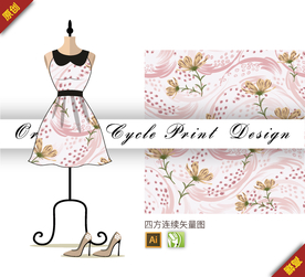 抽象豹纹杜鹃花四方连续