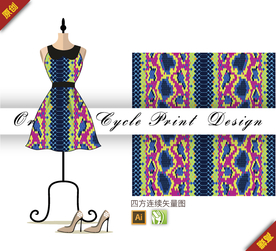 抽象简约四方格四方连续