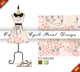 矢量桂花梅花四方连续