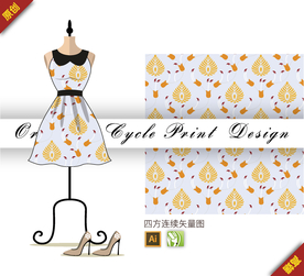 矢量孔雀花四方连续