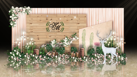 香槟色森系婚礼迎宾区