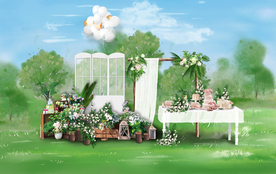 白色系户外甜品区