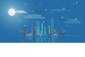 矢量图智慧城市地平线夜景