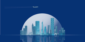 矢量图智慧城市地平线夜景