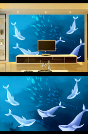 深海鱼群背景墙