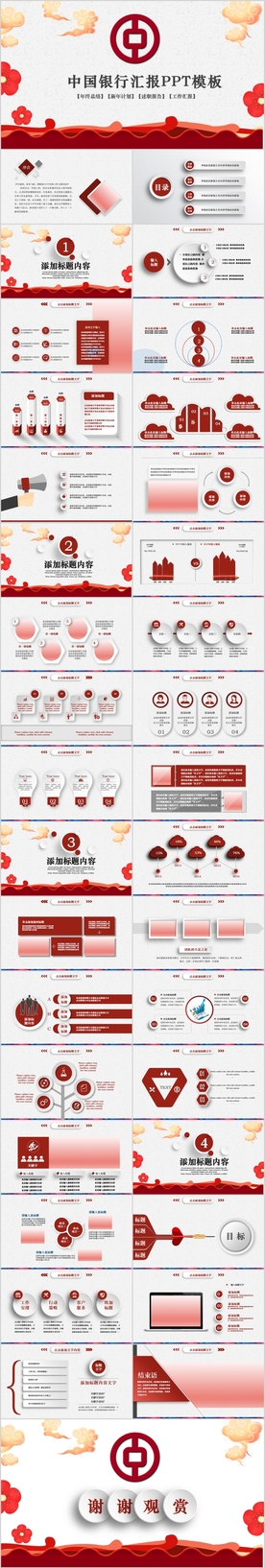 中国风中国银行总结汇报PPT