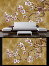 中式花朵背景墙