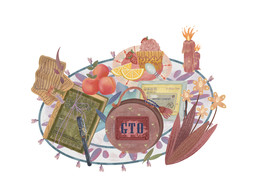 出游野餐场景手绘插画