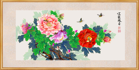 原创高清手绘牡丹装饰画背景墙