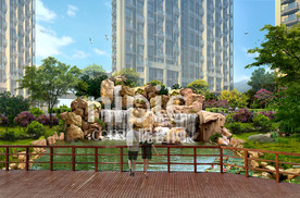 小区黄石假山水系PSD效果图