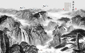 新中式山水画新品画 TIF分层