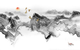 豪华山水画精美画 TIF分层