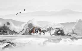 爆款山水画精美画 TIF分层