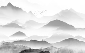 豪华背景墙山水画 tif分层