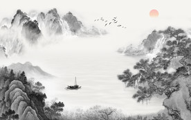 酒店高档山水画 tif分层