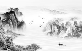 别墅高清山水画 tif分层