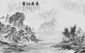 高档 新中式山水画 tif分层