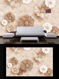 大理石花朵电视背景墙