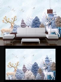 北欧现代简约电视背景墙