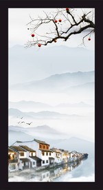 写意山水玄关装饰画