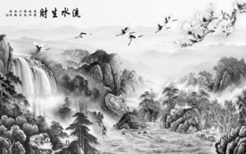 别墅中式中国风画 TIF分层