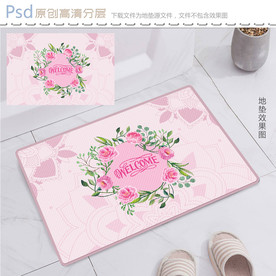 清新风色玫瑰花地垫设计