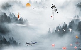 禅意新中式背景墙