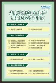 企事业单位复工复产防疫措施指南