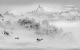 大堂风景山水画 TIF分层画