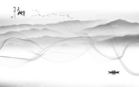 线条风景山水画 TIF分层画