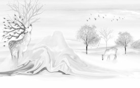 麋鹿欧式小清新画 TIF分层