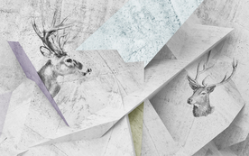 简约麋鹿抽象几何方块背景墙