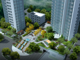 小区入口鸟瞰效果图