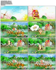 猴儿吃西瓜led背景