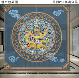 新中式花鸟画垂帘隔断卷帘