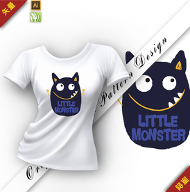 矢量原创可爱怪兽插图图案