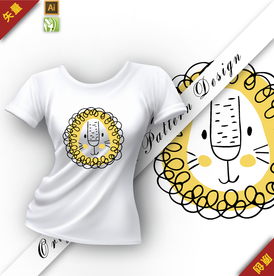 矢量原创可爱狮子插图图案