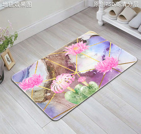 北欧风热带植物抽象复古地垫