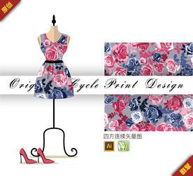 传统牡丹四方连续