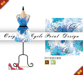 传统中国风水仙四方连续