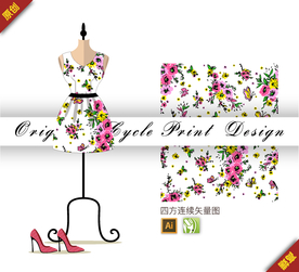 矢量紫罗兰蝴蝶四方连续