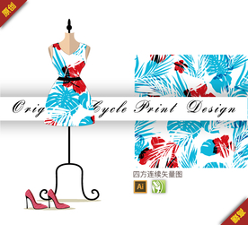 矢量棕蒲扶桑四方连续