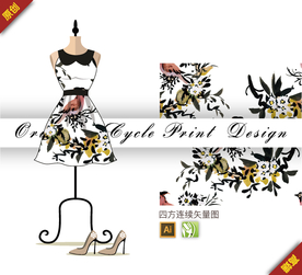 传统中国风樱花四方连续